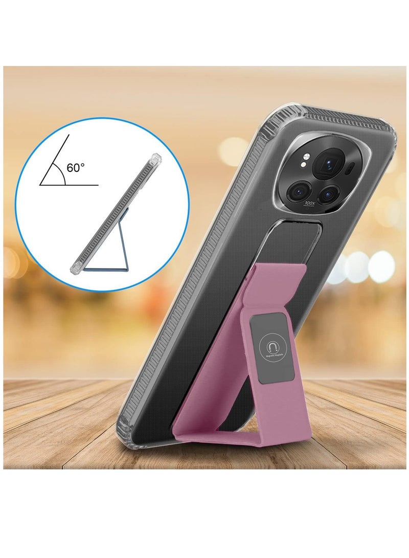 دبليو تيك غطاء وسادة هوائية بمقبض يدوي من مادة TPU لهاتف Honor Magic6 Pro 5G 2024 شفاف/وردي - Image 5