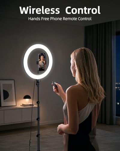TODI 12" Ring Light with 63" extendable Tripod Stand, Selfie RingLight with Phone Holder and Selfie Remote, 2-in-1 Dimmable LED Ring Light for Makeup, Live Stream, Photography - Image 3