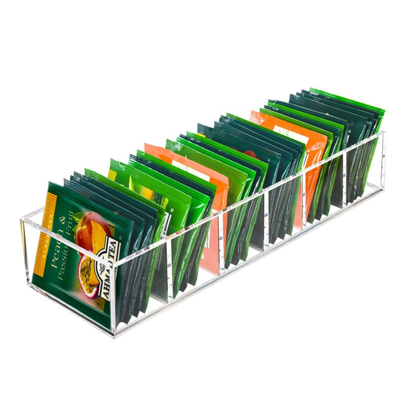 Tasybox Tea Bag Organizer, Acrylic Tea Bag Holder, Clear Small Tea Packet Storage Box for Drawer, Countertop, Pantry, Kitchen, Cabinet, Shelf, 1 Pack - Image 1