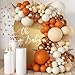 MEBAY Orange White Gold Balloon Garland Arch Kit 166Pcs Boho Fall Balloons for Birthday Autumn Thanksgiving Day Wedding Baby Shower Party Decorations - Image 2