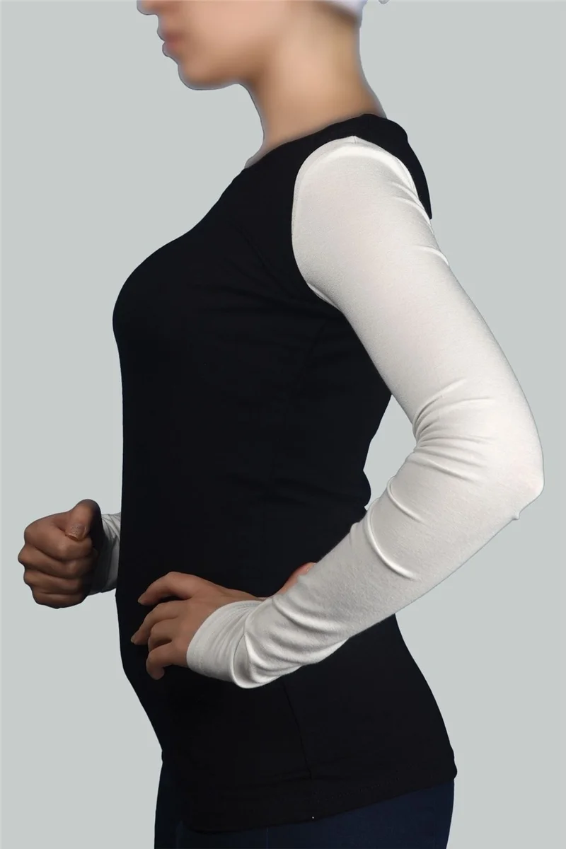 Altobeh Zero Sleeve Crew Neck Lycra Combed Cotton Women's Body - Black