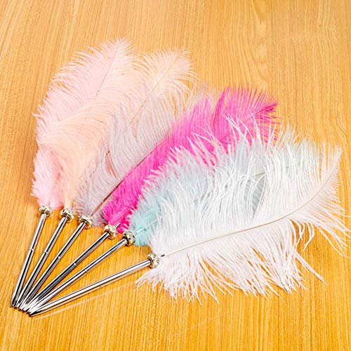 Simple Polymer 2 Pcs Feather Pen - Black Ink Ballpoint Pen Vintage Feather Quill Signing Pen for Student School Writing or Wedding Signature (White) - Image 5