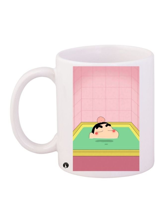 RYN Shinchan Printed Coffee Mug White/Pink/Green 11ounce