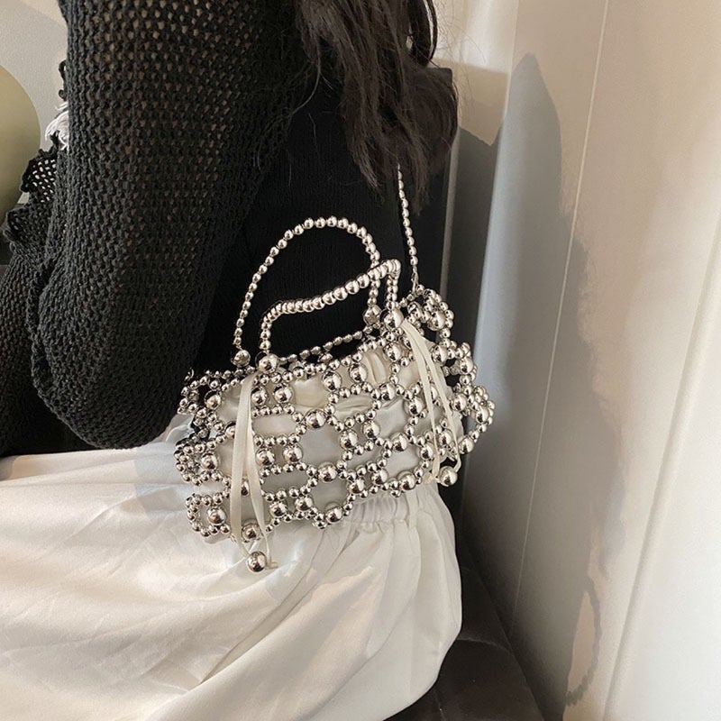 This Year'S Popular Handbag 2024 Women'S Bag Western Style Beaded Shoulder Bag Distinctive Contrast Color Crossbody Bag Trendy - Image 5