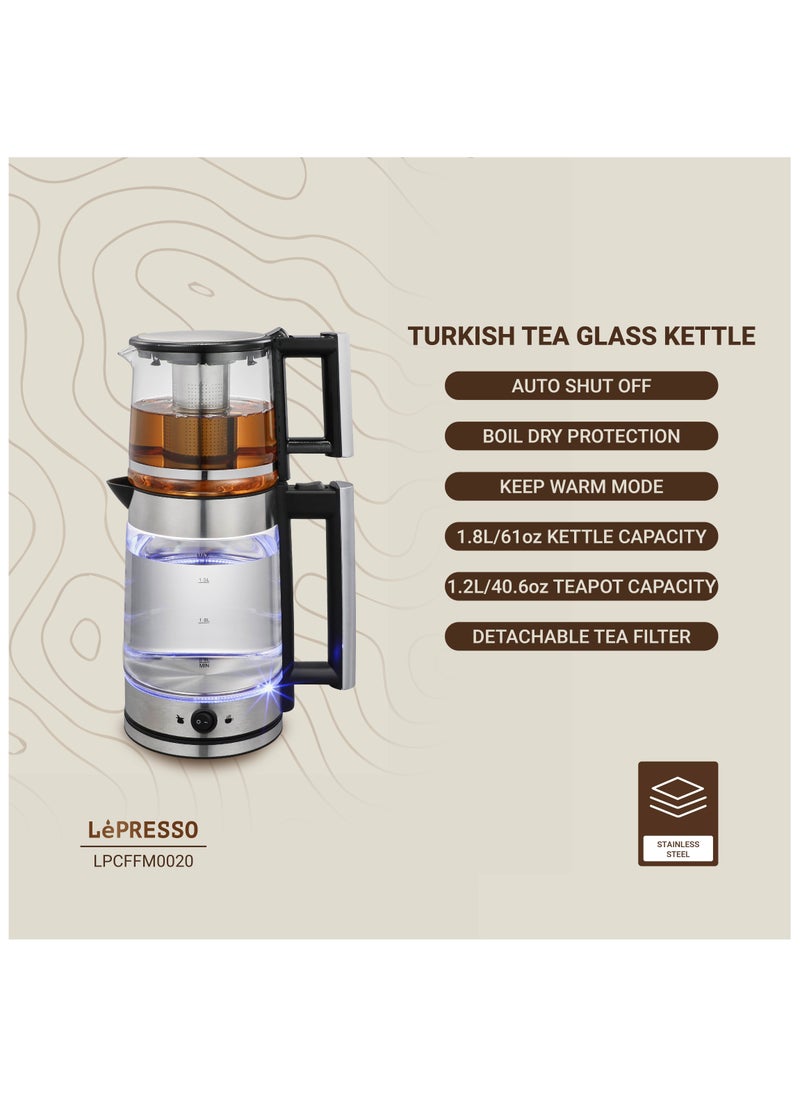 1.8L Electric Kettle with 1.2L Turkish Tea Maker / Auto Shut Off / Boil Dry Protection / Keep Warm Mode / Detachable Tea Filter - Black - pzsku/ZFBD5B05A864550218C05Z/45/_/1736236585/5b077bce-2b6f-4e93-902e-c690fd30275a