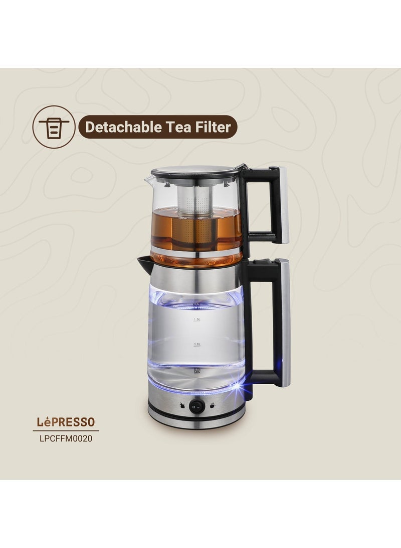 LePRESSO 1.8L Electric Kettle with 1.2L Turkish Tea Maker, Auto Shut Off, Boil Dry Protection, Keep Warm Mode, Quick Boiling, Detachable Tea Filter, Ergonomic Handle- Black - Image 4