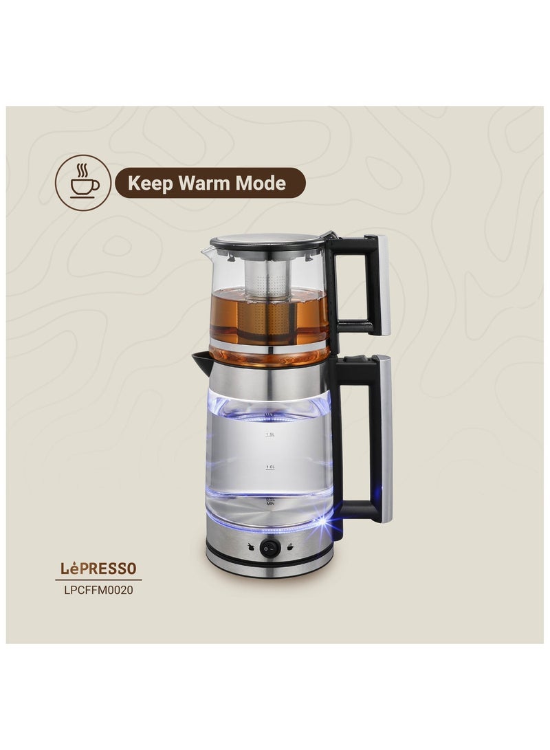 LePRESSO 1.8L Electric Kettle with 1.2L Turkish Tea Maker, Auto Shut Off, Boil Dry Protection, Keep Warm Mode, Quick Boiling, Detachable Tea Filter, Ergonomic Handle- Black - Image 3