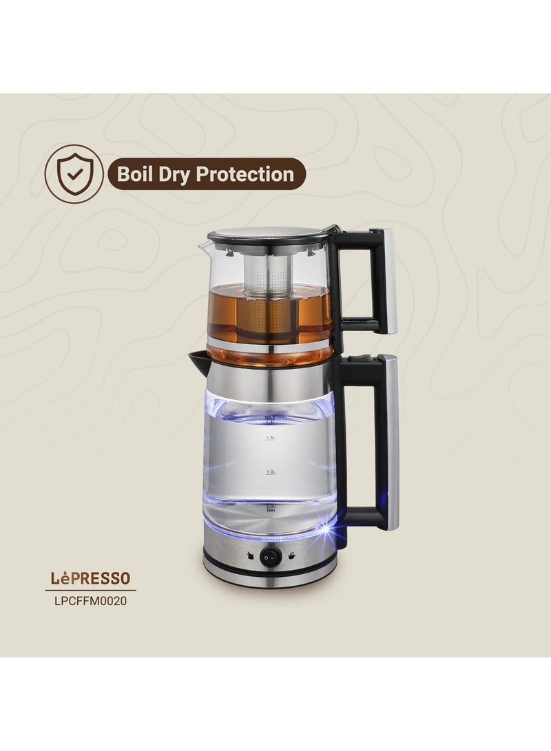 LePRESSO 1.8L Electric Kettle with 1.2L Turkish Tea Maker, Auto Shut Off, Boil Dry Protection, Keep Warm Mode, Quick Boiling, Detachable Tea Filter, Ergonomic Handle- Black - Image 5