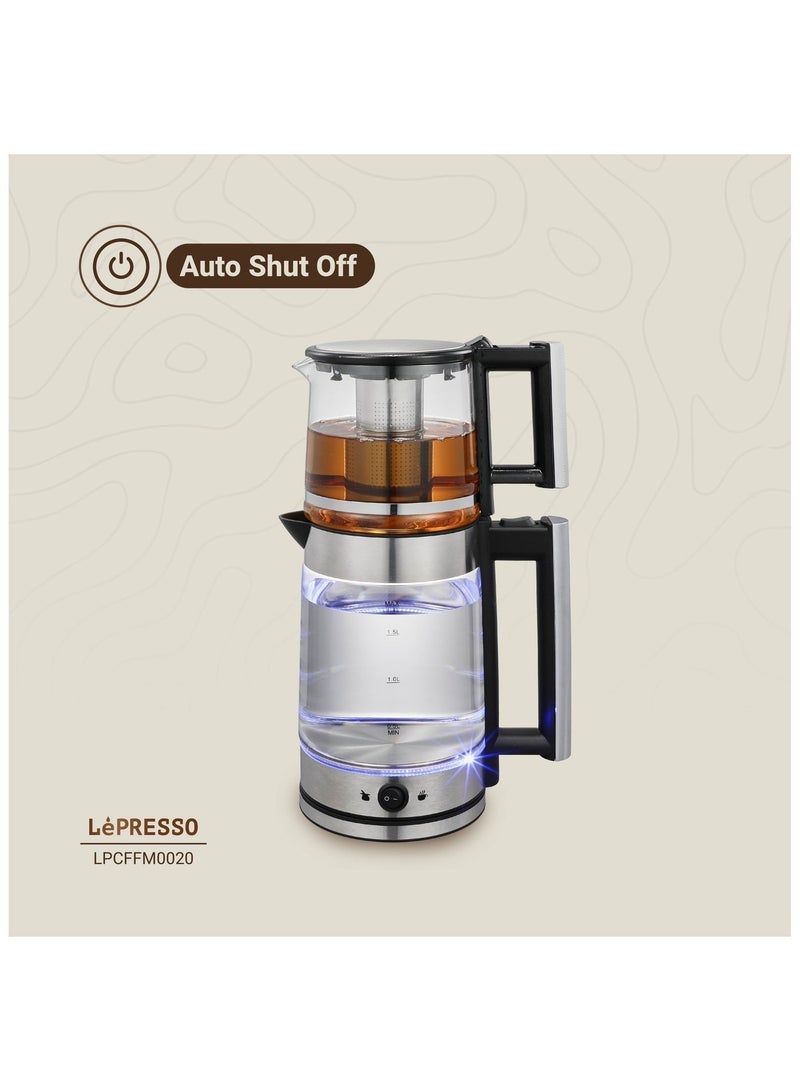 LePRESSO 1.8L Electric Kettle with 1.2L Turkish Tea Maker, Auto Shut Off, Boil Dry Protection, Keep Warm Mode, Quick Boiling, Detachable Tea Filter, Ergonomic Handle- Black - Image 2