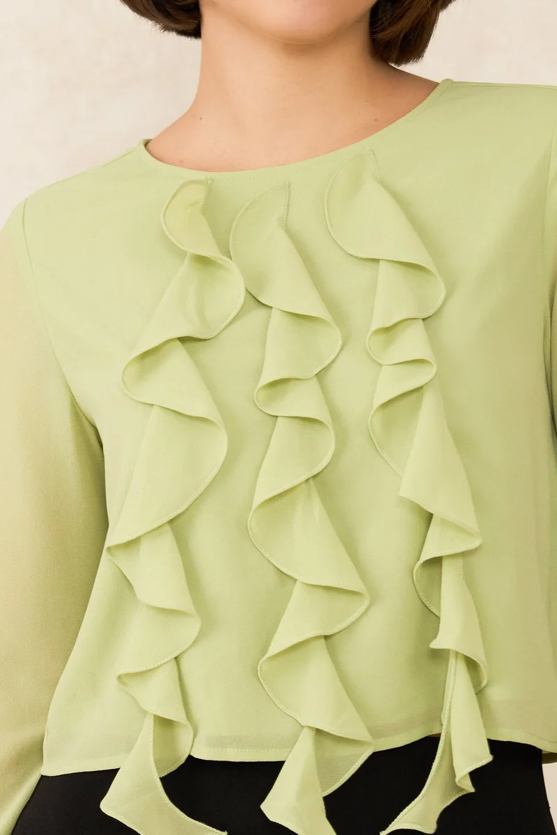 Virgio  VIRGIO Georgette Vertical Ruffle Detail Top for Women | Best Price UAE