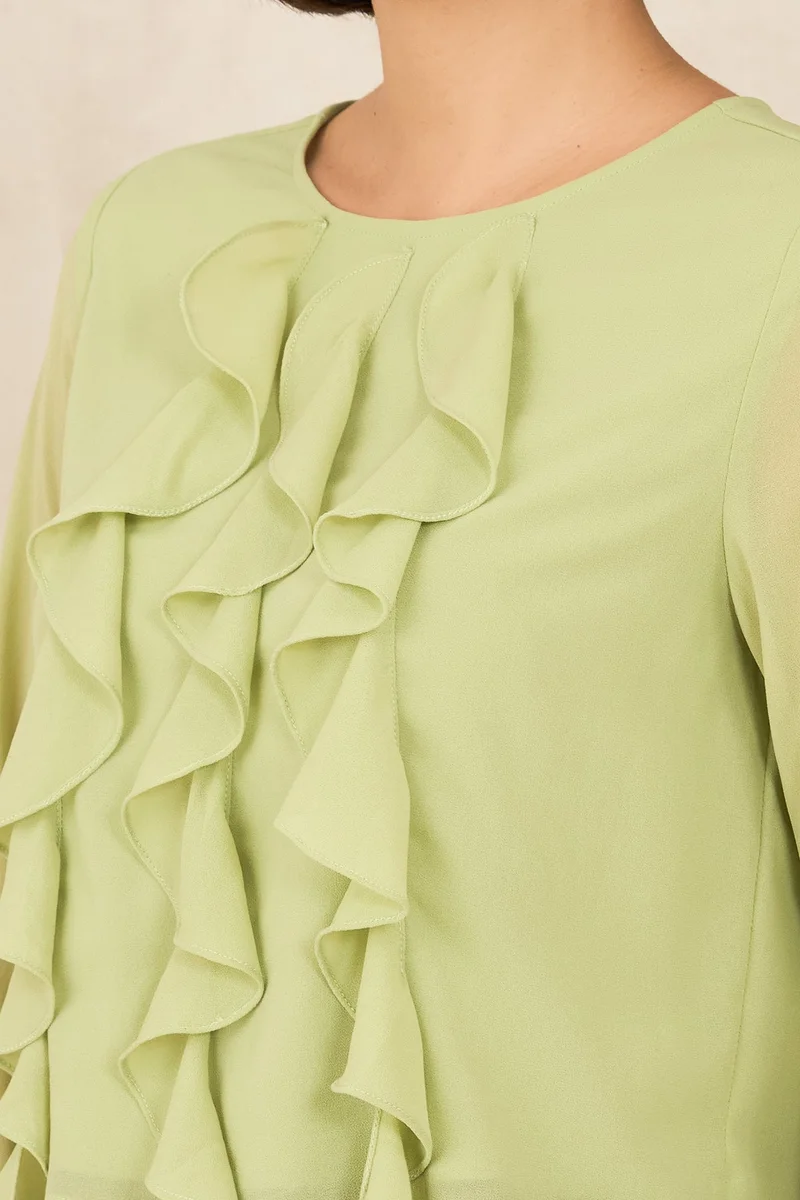 Virgio  VIRGIO Georgette Vertical Ruffle Detail Top for Women | Best Price UAE