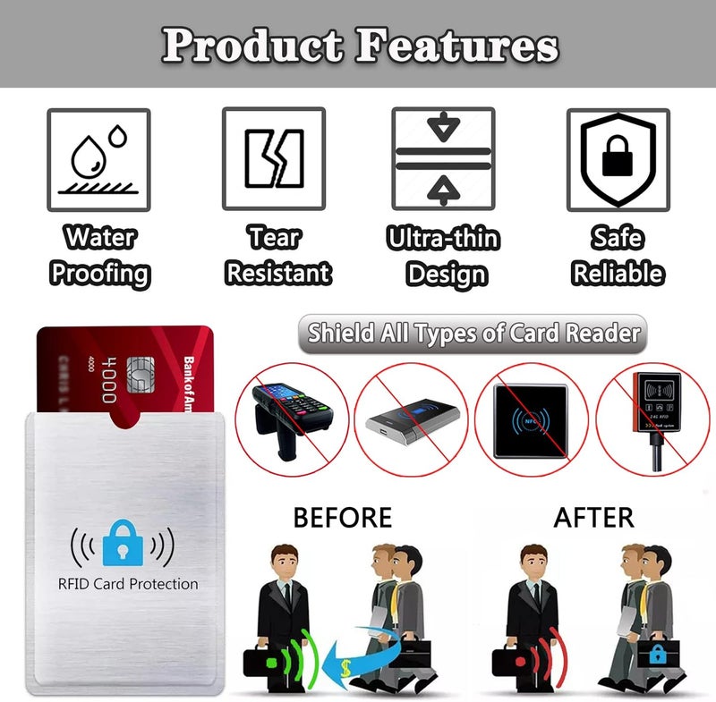 أكمام حجب RFID، حامل بطاقات RFID أكمام بطاقات الائتمان حامل حماية بطاقة الهوية RFID حماية من سرقة الهوية أكمام آمنة لبطاقات الهوية، بطاقة الخصم - 10+1 (10 عادية + 1 لون ليزر) - Image 3