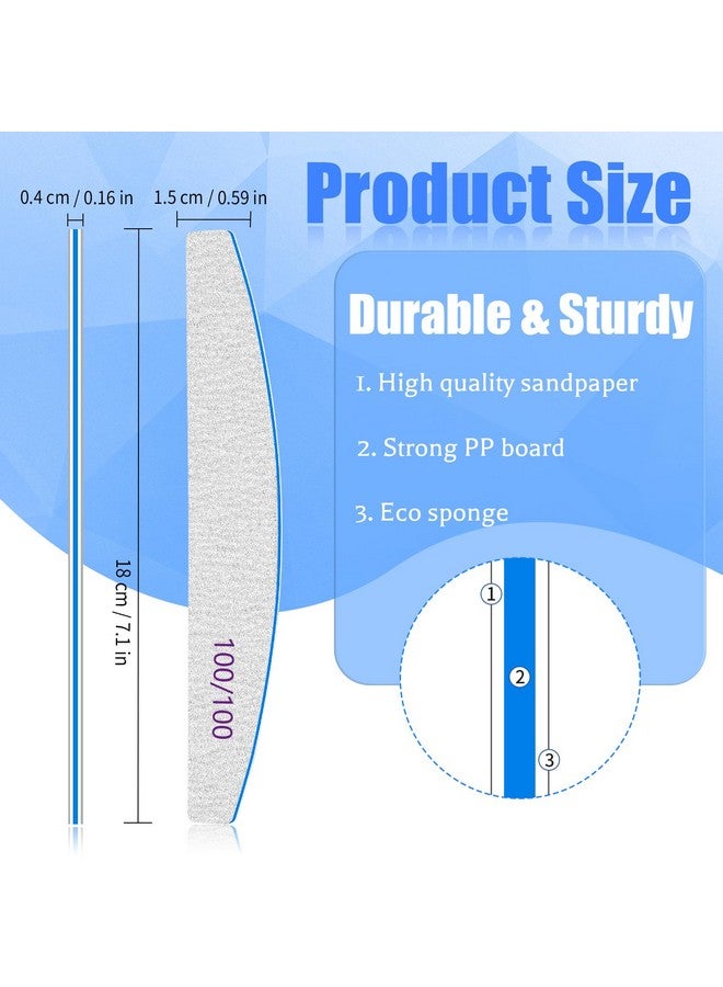 BLESWIN 12 Pcs Nail Files For Acrylic Nails, 100/100 Grit Nail File For Poly Nail Extension Gel Emery Boards Nail Files Doubled Sides Coarse Washable Nail File Manicure Tools For Home And Salon Use - Image 2
