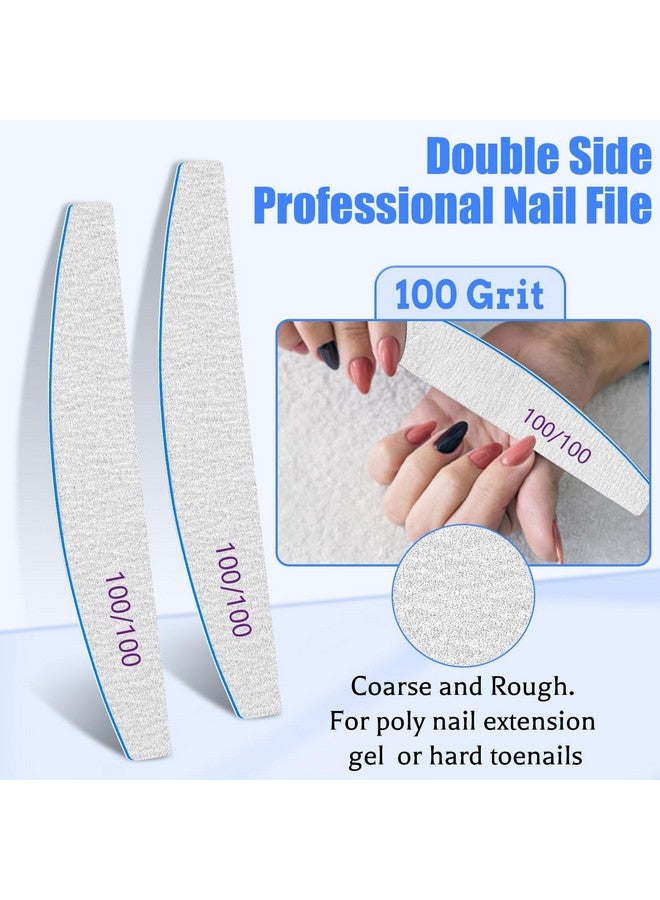 BLESWIN 12 Pcs Nail Files For Acrylic Nails, 100/100 Grit Nail File For Poly Nail Extension Gel Emery Boards Nail Files Doubled Sides Coarse Washable Nail File Manicure Tools For Home And Salon Use - Image 3