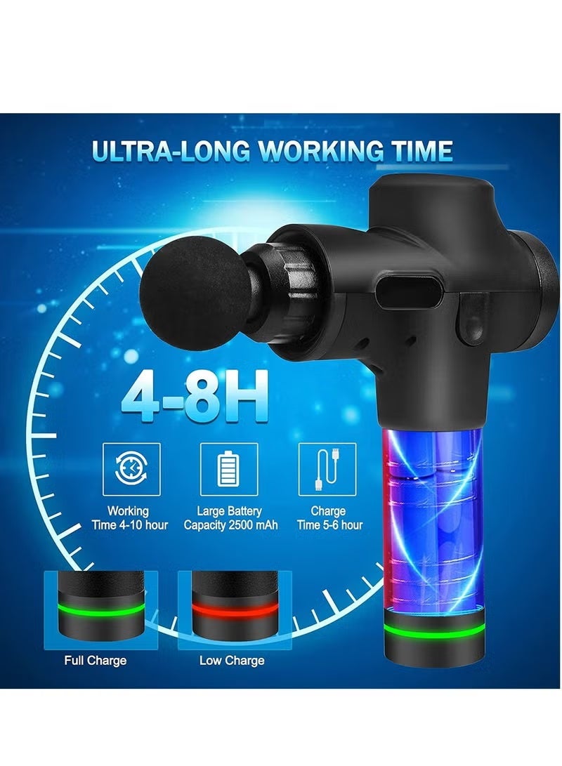 مسدس تدليك، جهاز تدليك عميق للأنسجة والعضلات مع 20 سرعة، 8 رؤوس، شاشة LCD، حقيبة حمل، جهاز تدليك كهربائي محمول فائق الهدوء لتخفيف آلام العضلات - Image 4