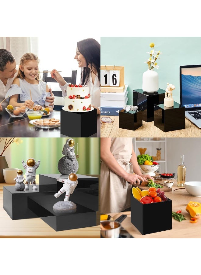 TPGP 3pc Acrylic Food Risers Display Stand for Buffet Table - Black Cube Display Nesting Risers With Hollow Bottoms - Image 3
