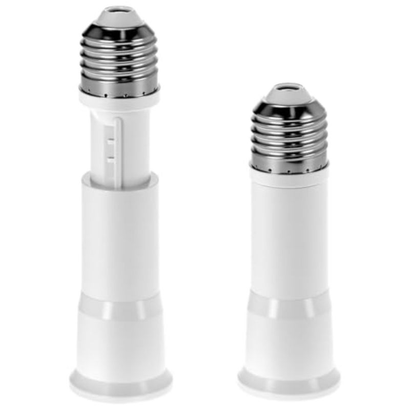 E26 Light Socket Extender, 2-Pack 4-Level Extendable, Flame-Retardant PBT, 60W Max - Image 1