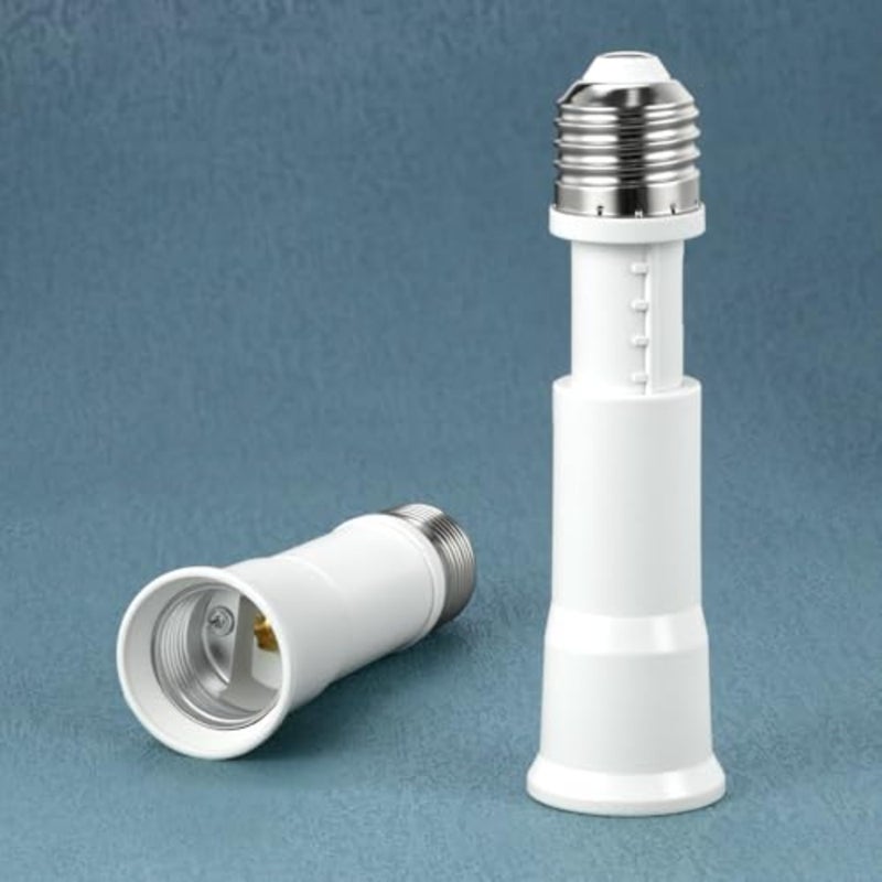 E26 Light Socket Extender, 2-Pack 4-Level Extendable, Flame-Retardant PBT, 60W Max - Image 2