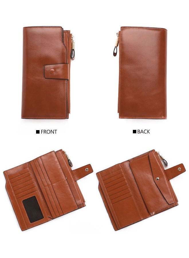NIBEMINENT Antimagnetic Leather Purse Brown  - Image 2