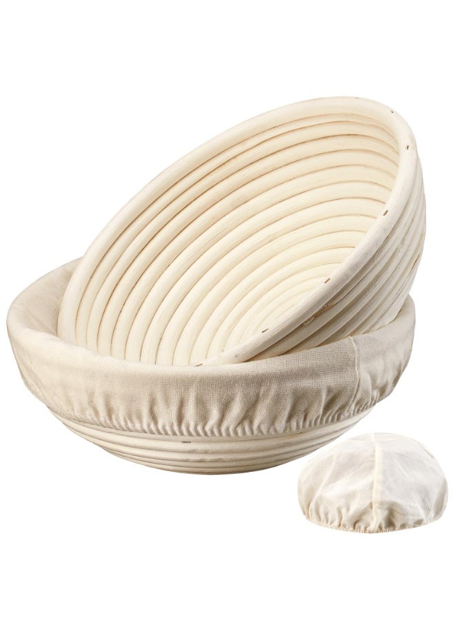 2 عبوة سلة تدقيق الخبز من بانيتون - سلة تدقيق الخبز من بانيتون 9 بوصة مجموعة من 2 سلة تدقيق العجين المخمر سلة تدقيق العجين المخمر سلة تدقيق العجين المستديرة سلال وبطانات من الروطان مصنوعة يدوياً - Image 1
