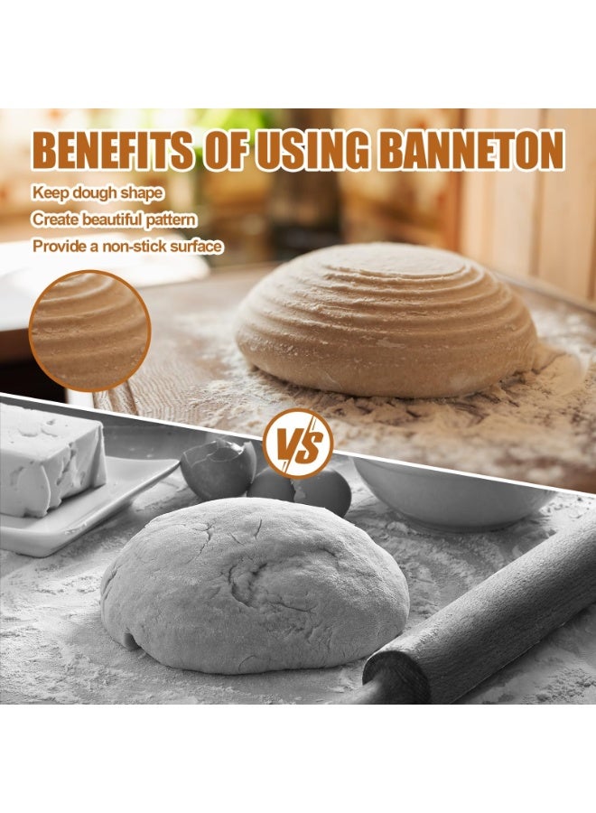 2 عبوة سلة تدقيق الخبز من بانيتون - سلة تدقيق الخبز من بانيتون 9 بوصة مجموعة من 2 سلة تدقيق العجين المخمر سلة تدقيق العجين المخمر سلة تدقيق العجين المستديرة سلال وبطانات من الروطان مصنوعة يدوياً - Image 4