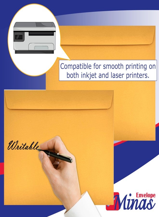 Minas Envelope 100 Minas Envelope - 10 x 13 Inch Booklet Envelopes, Heavy 28lb Kraft Paper, Side Opening, Gummed Flap, 100 Count - Image 3