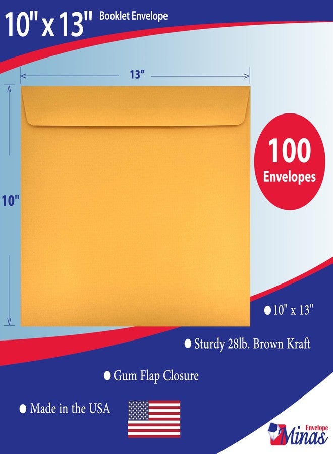 Minas Envelope 100 Minas Envelope - 10 x 13 Inch Booklet Envelopes, Heavy 28lb Kraft Paper, Side Opening, Gummed Flap, 100 Count - Image 2