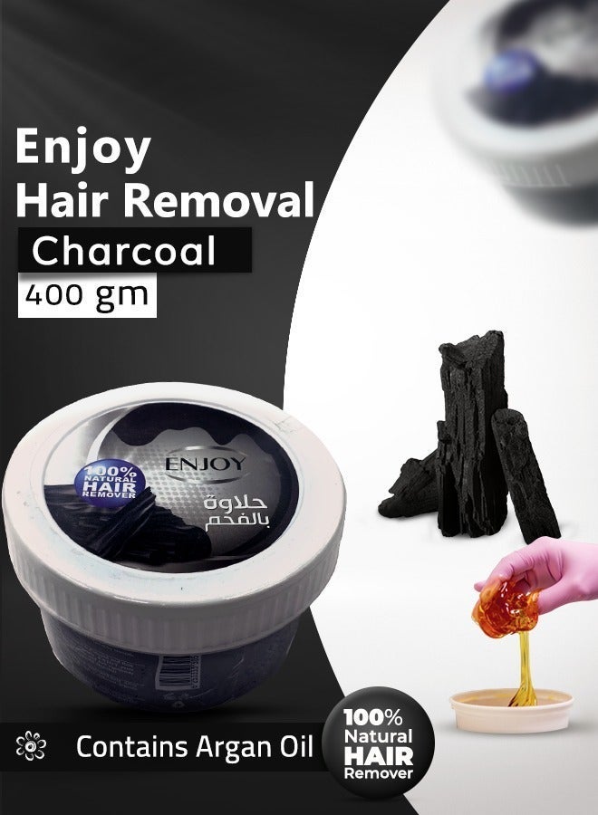 ENJOY Hair Remover Paste with Charcoal – 400g | 100% Natural Sugar Wax | Deep Cleansing & Detoxifying | Gentle & Effective Hair Removal | Smooth & Silky Skin | Long-Lasting Results - Image 3