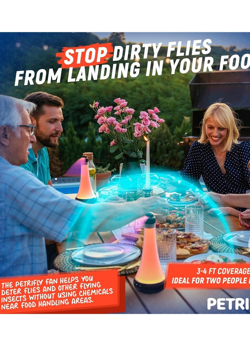 SYOSI Fly Fans for Tables with Anti Bug Light to Keep Flies Away from Food Spinner Outdoor Table Repellent Restaurants - Image 2