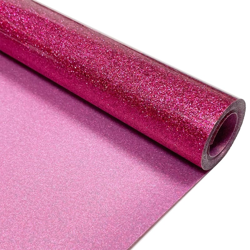 MerryMade Hot Pink Glitter Heat Transfer Vinyl 12 x 5 ft HTV for Shirts Glitter HTV Iron on for All Cutter Machine Easy to Cut Weed for Heat Vinyl Design Hot Pink - Image 3