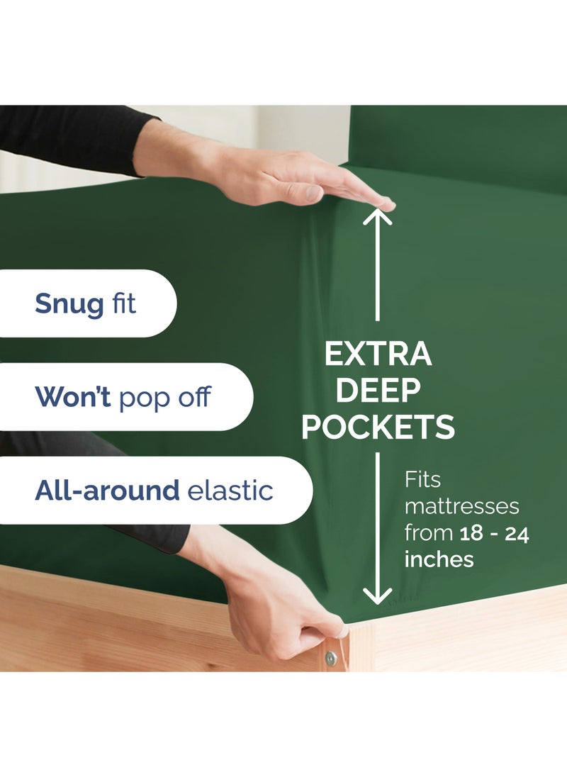 Extra Deep King Sheet Set - 6 Piece Breathable and Cooling Sheets - Hotel Luxury Bed Sheets Set - Easy Fit - Soft  Wrinkle Free and Comfy Sheets Set - Emerald Green Sheet Set with Extra Deep Pockets
