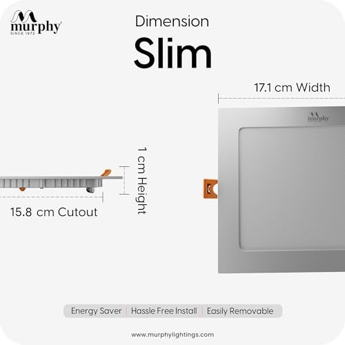 Murphy 15-Watt Slim Square LED Panel Ceiling Light (Cool White, Pack of 2) - Image 4