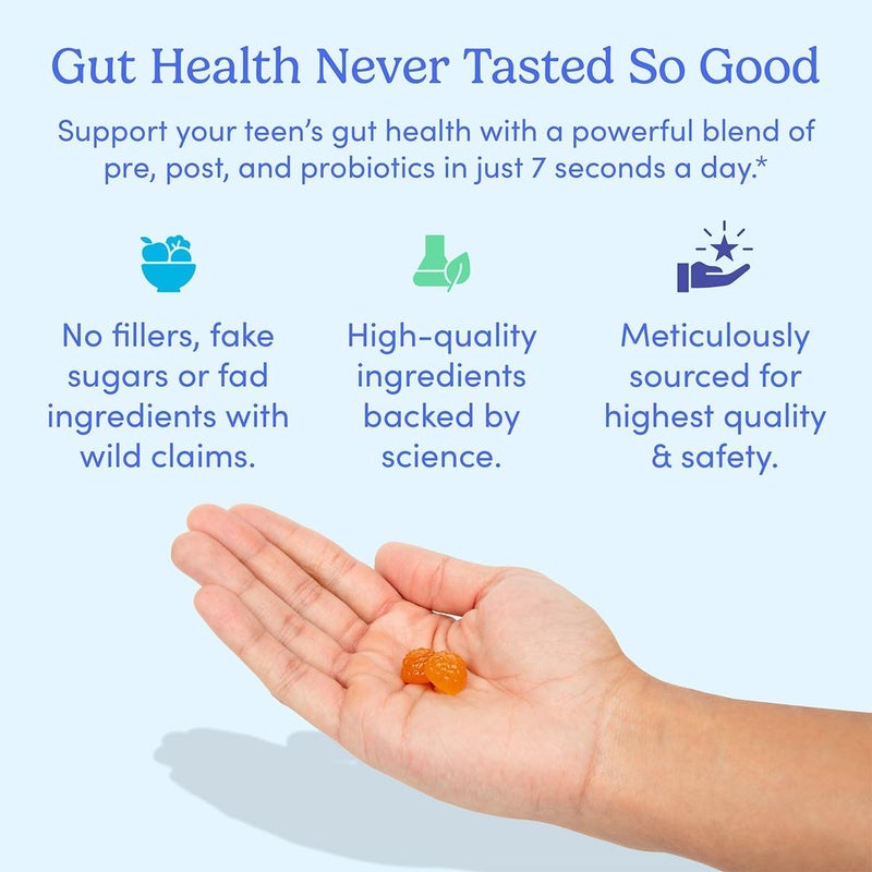 FIRST DAY Teens Gut Sustainer Tribiotic Gummies  3in1 Prebiotic Probiotic  Postbiotic Supplement  Supports Digestive Skin Oral  Immune Health Nutrient Absorption  Growth  30Day Supply - Image 5