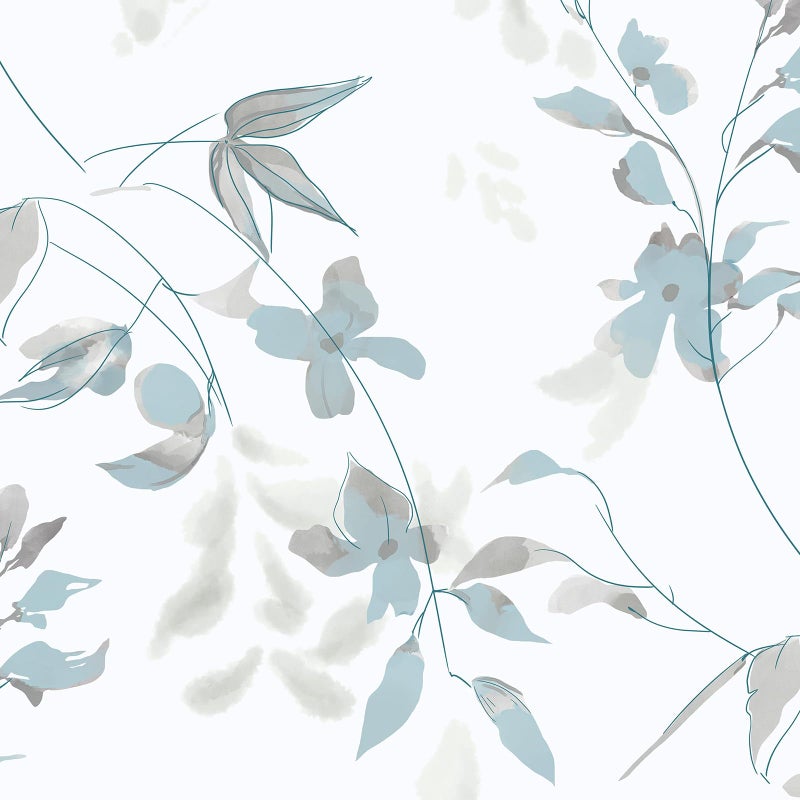 HeloHo Peel and Stick Wallpaper Blue Floral Wallpaper Boho Removable Waterproof Wall Paper for Bathroom Bedroom Living Room Light Blue Flower Leaf Contact Paper for Cabinets Vinyl Roll 1535 X 394