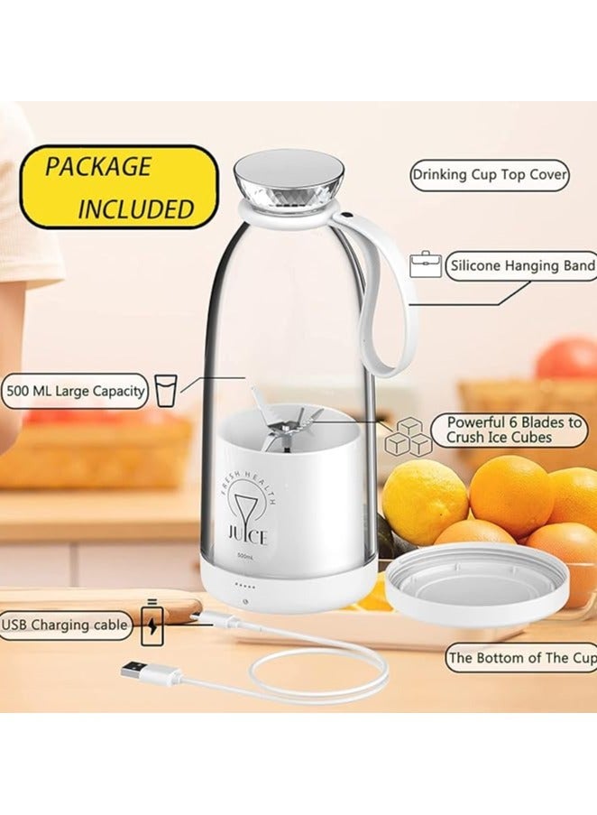 Blender Smoothie Makers, 500 ml Portable Mixer for Smoothies and Shake, Fresh Juice Mixer Bottle with Bottom Lid, 6 Blades and USB Charging Cable, flexible for Travel, Office, Camping &Gym. - Image 5