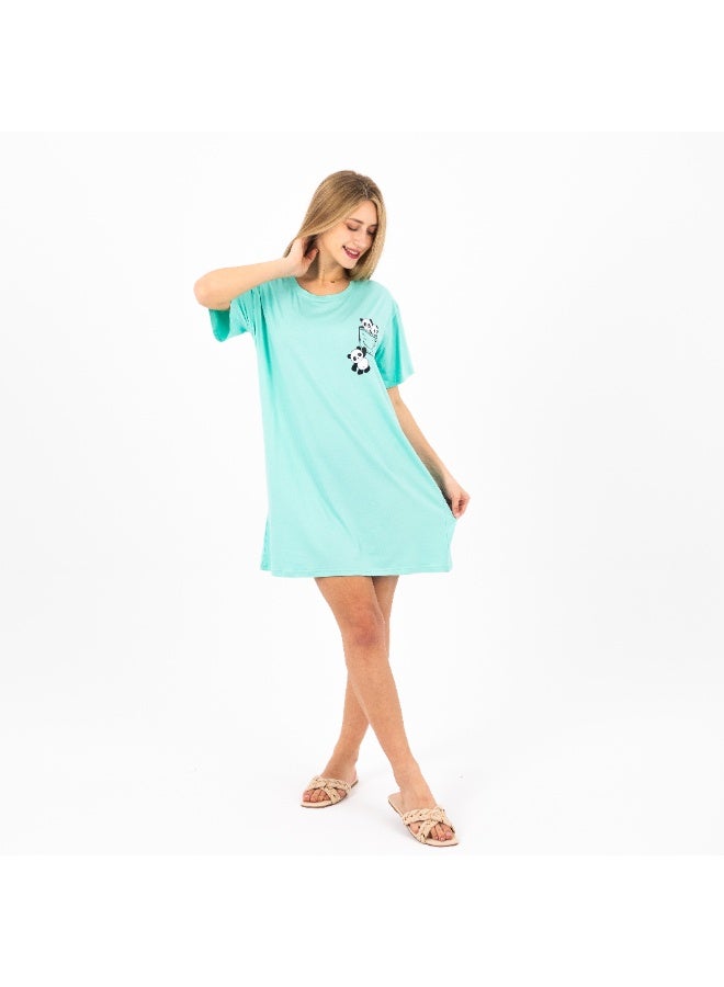 zecotex  Women's Cotton Nightdress with Cute Panda Print – Short Sleeves – Casual & Comfy Sleepwear  - Image 3