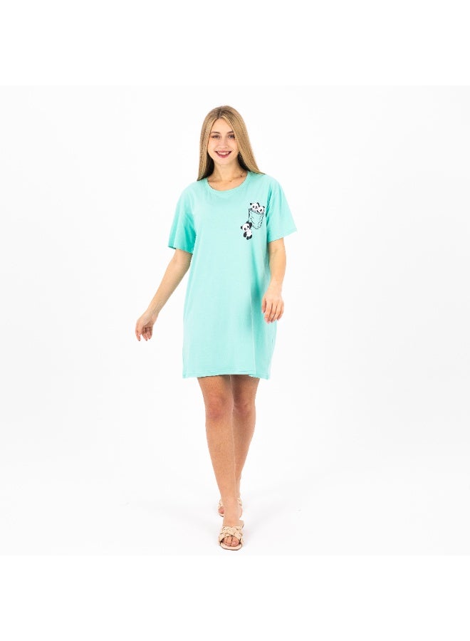 zecotex  Women's Cotton Nightdress with Cute Panda Print – Short Sleeves – Casual & Comfy Sleepwear  - Image 5