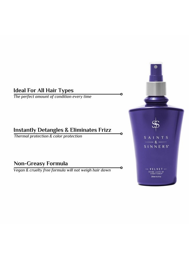 Saints & Sinners - Velvet Divine Leavein Moisturizing Conditioner Hair Detangler Spray For All Hair Types. Helps Dry Dull Frizzy Coarse Tangled Thermally And Environmentally Damaged Hair (8.5 Oz) - Image 1