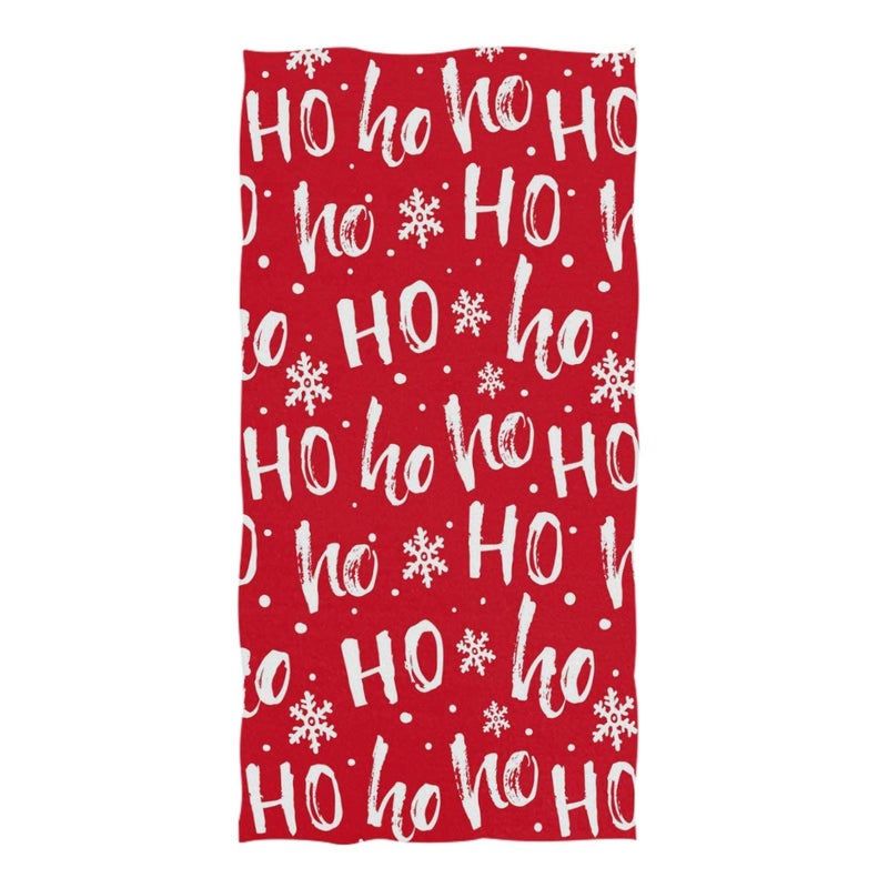 Naanle Stylish Christmas Santa Claus Laugh Hohoho Snowflakes Pattern Soft Bath Towel Large Hand Towels Multipurpose for Bathroom  Hotel  Gym and Spa (16 x 30 Inches Red White) - Image 1