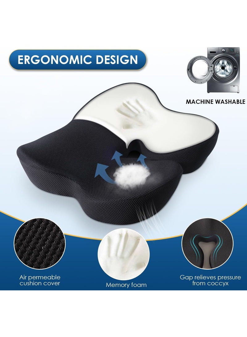 MissTiara Seat Cushion Office Chair Cushions Butt Pillow for Car Long Sitting, Memory Foam Chair Pad for Back, Coccyx, Tailbone Pain Relief for Gaming Chair and Car Seat Black  - Image 4