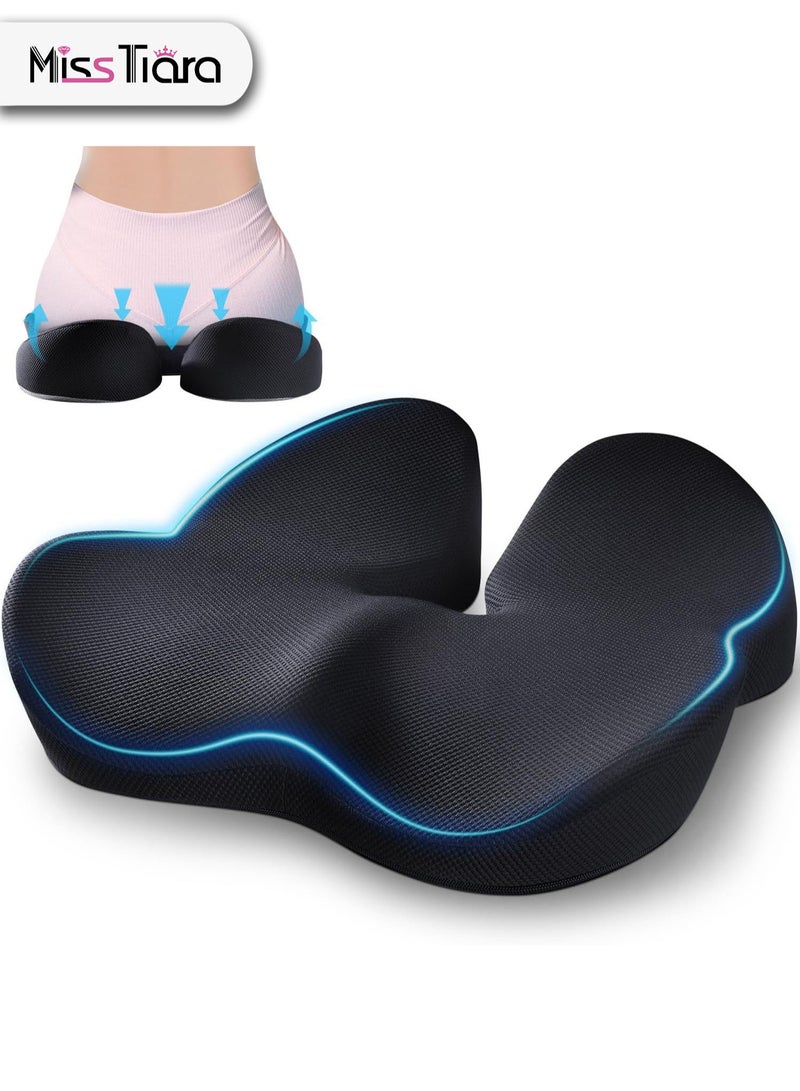 MissTiara Seat Cushion Office Chair Cushions Butt Pillow for Car Long Sitting, Memory Foam Chair Pad for Back, Coccyx, Tailbone Pain Relief for Gaming Chair and Car Seat Black  - Image 1