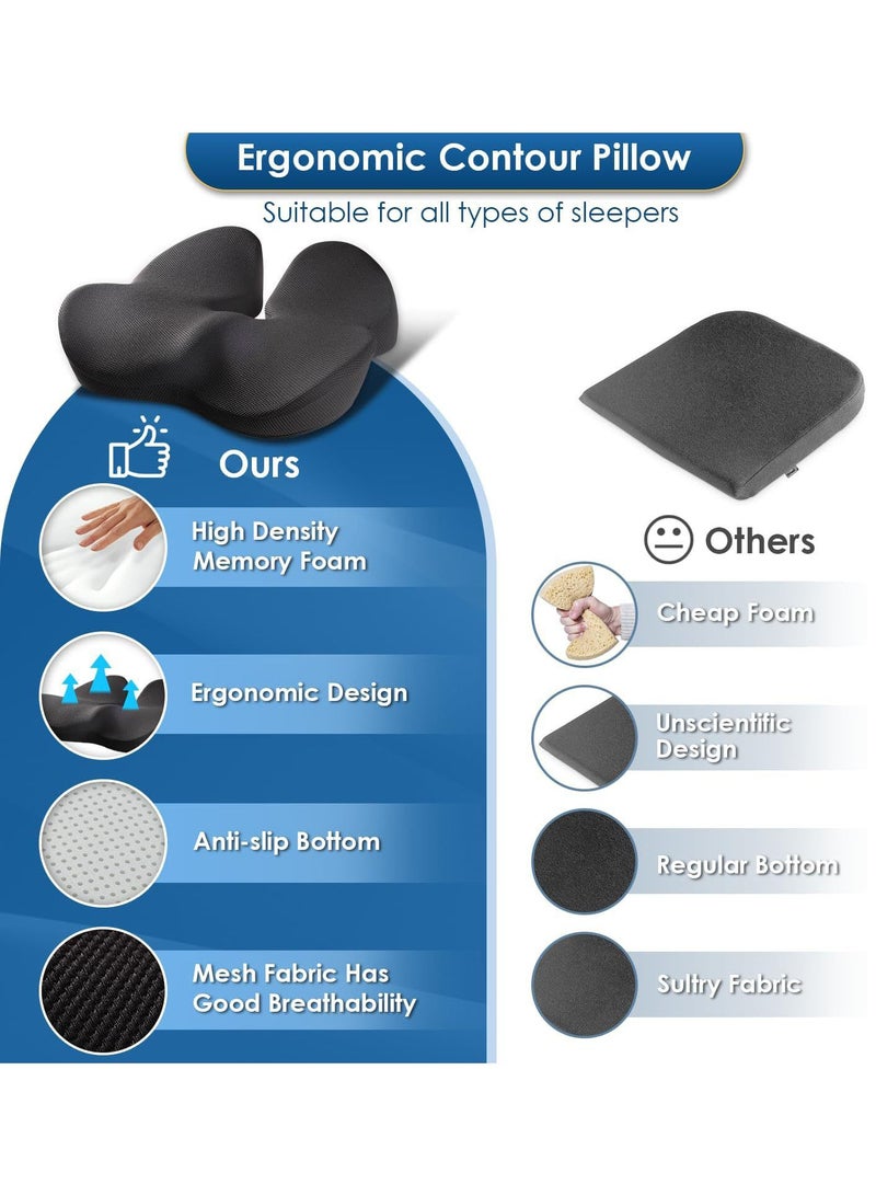 MissTiara Seat Cushion Office Chair Cushions Butt Pillow for Car Long Sitting, Memory Foam Chair Pad for Back, Coccyx, Tailbone Pain Relief for Gaming Chair and Car Seat Black  - Image 2