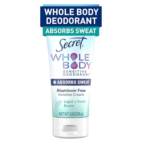 Secret Whole Body Deodorant Dry Feel Cream + Absorbs Sweat for Women, Light & Fresh Scent, Aluminum Free Deodorant, 72 HR Odor Protection, 3.0 oz - Image 1