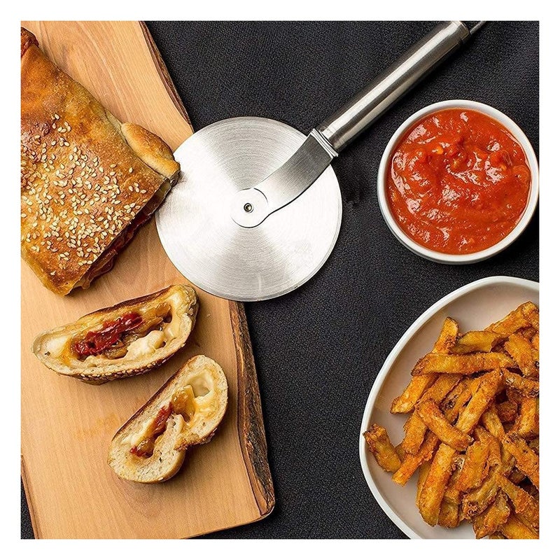 JISUN Stainless Steel Pizza CutterSlicer Egg WhiskEgg Beater Pack of 2 for Kitchen Silver  - Image 5