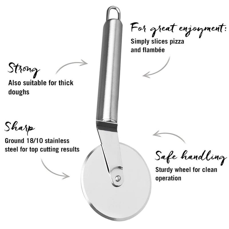 JISUN Stainless Steel Pizza CutterSlicer Egg WhiskEgg Beater Pack of 2 for Kitchen Silver  - Image 2