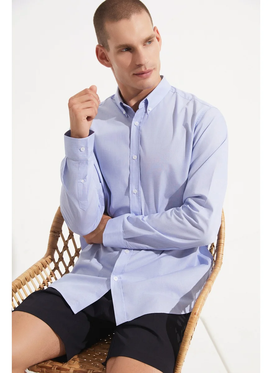 جون Men's Regular Fit 100% Cotton Button-down Shirt