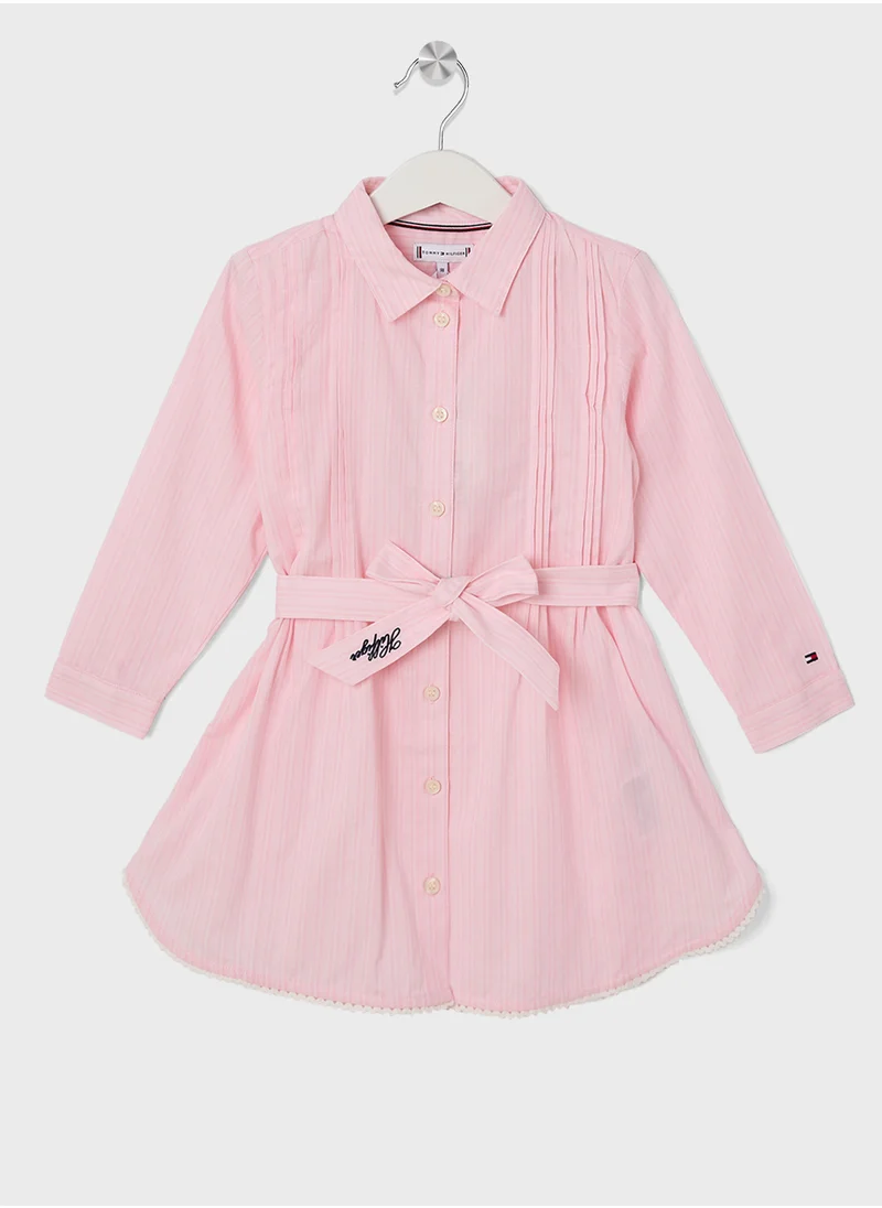 تومي هيلفيغر Kids Stripe Button Down Midi Dress
