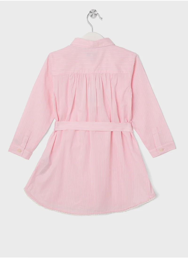 تومي هيلفيغر Kids Stripe Button Down Midi Dress