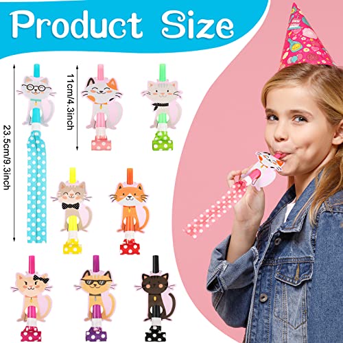 Hotop 48 Pcs Cat Birthday Party Supplies Cat Party Blower Kitty Blowouts Dollhouse Cat Noise Makers Blowouts for Cat Birthday Baby Shower Party Favor Decorations - Image 5