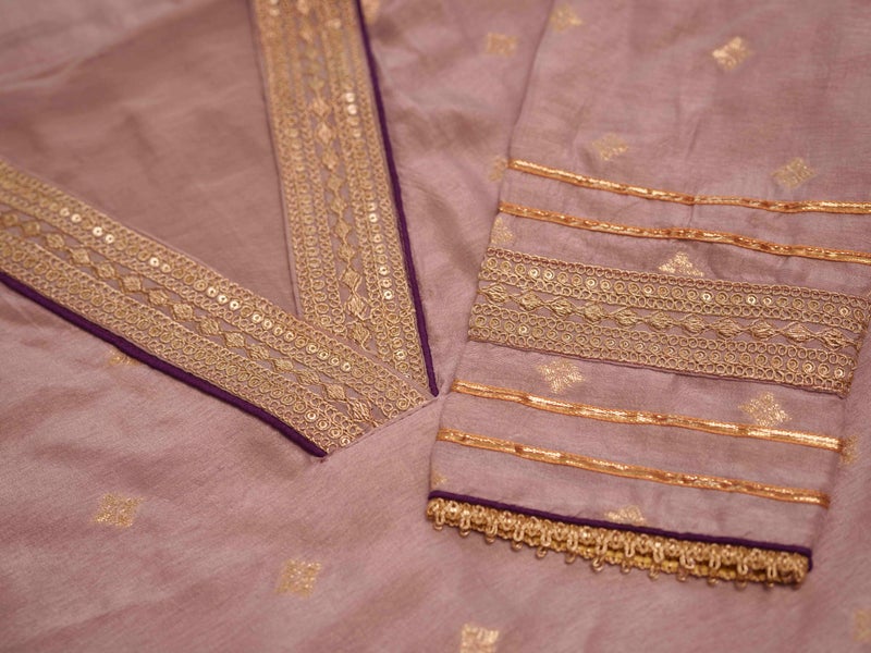 Kaari Women's Embroidered Kurti Set with Dupatta | Ethnic Suits with Embellished Dupatta | Everyday and Festive Kurti Set for Women|Lavendar|XL - Image 4